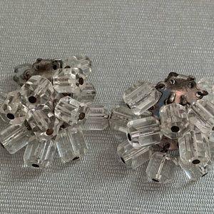 Vintage 50’s clip-on crystal bead earrings